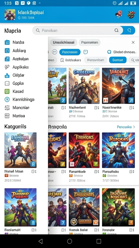 Karakter utama dalam aksi, siap berpetualang.