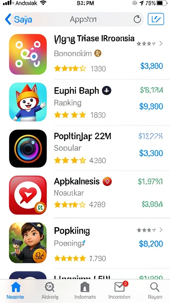 Berbagai pilihan permainan yang tersedia untuk pengguna.